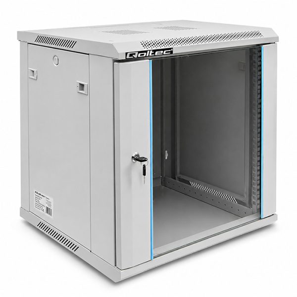 Qoltec 19-Zoll-Netzwerkschrank 54485 | 12U | 600 x 635 x 450 | Grau