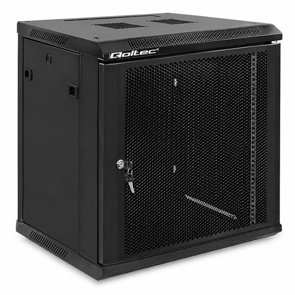 Qoltec 19-Zoll-Netzwerkschrank 54488 | 12U | 600 x 635 x 450 | Schwarz