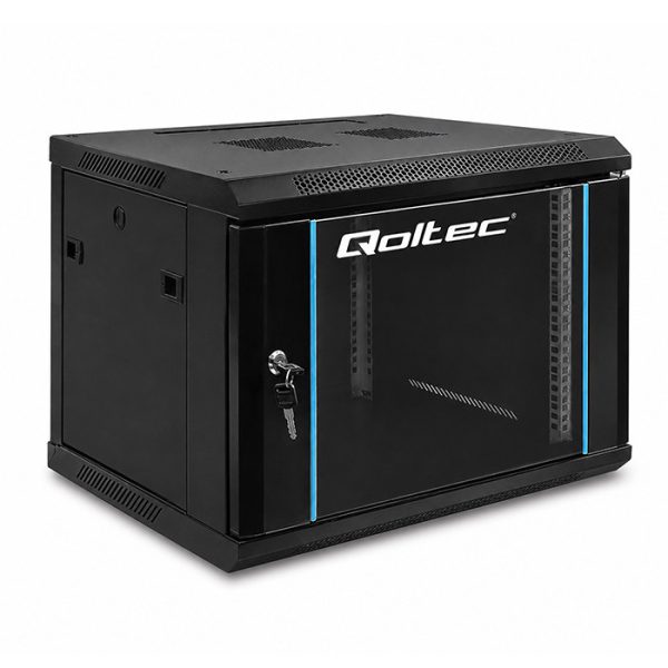 Qoltec 19-Zoll-Netzwerkschrank 54465 | 6U | 600 x 370 x 600 | Schwarz