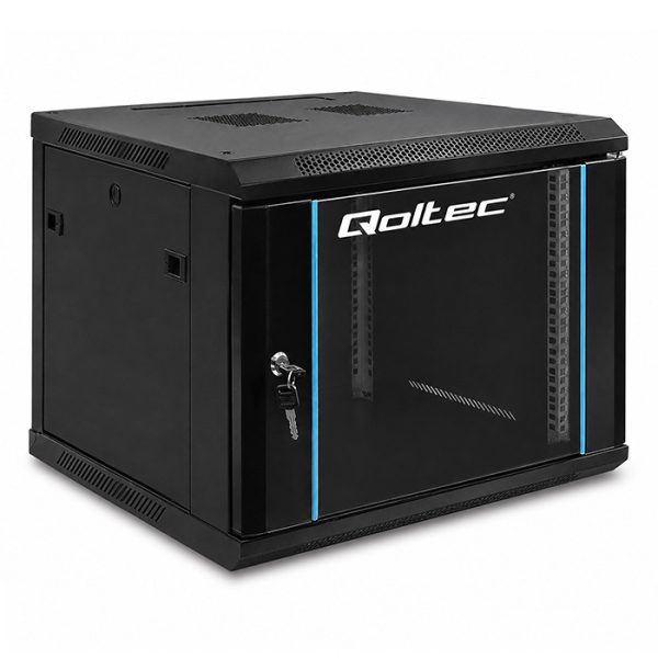 Qoltec 19-Zoll-Netzwerkschrank 54466 | 9U | 600 x 500 x 600 | Schwarz