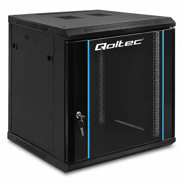 Qoltec 19-Zoll-Netzwerkschrank 54467 | 12U | 600 x 635 x 600 | Schwarz