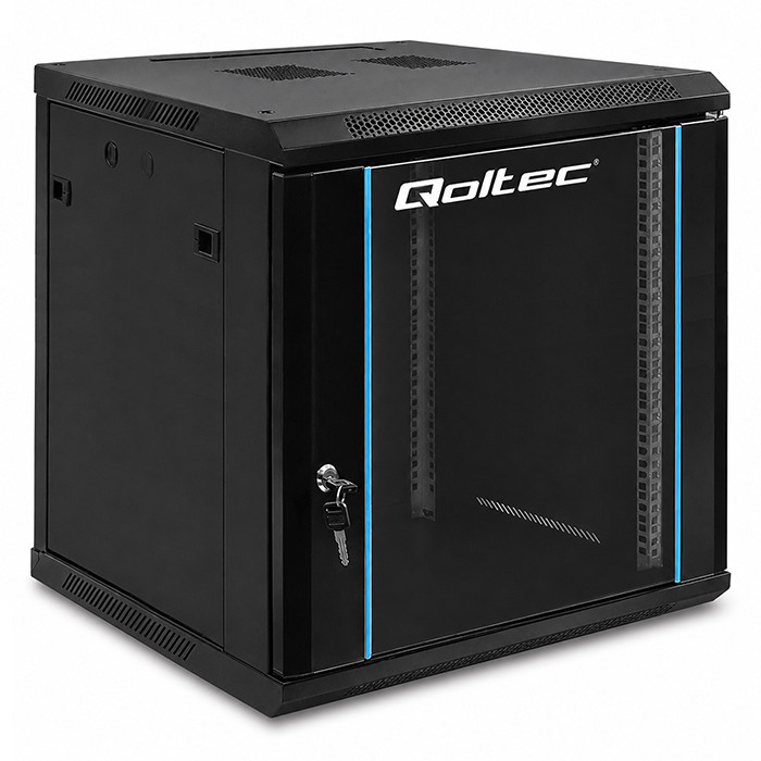 Qoltec 19-Zoll-Netzwerkschrank 54467 | 12U | 600 x 635 x 600 | Schwarz