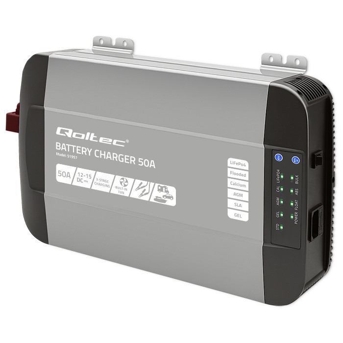 Qoltec Smart Monolith charger for LiFePO4 AGM GEL SLA batteries | 50A | 12V