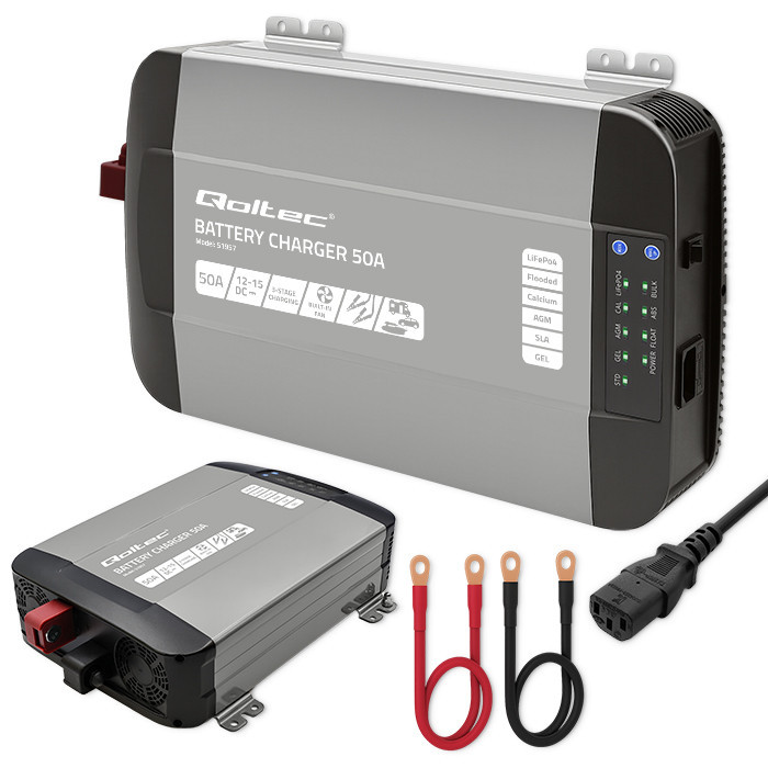 Qoltec Smart Monolith charger for LiFePO4 AGM GEL SLA batteries | 50A | 12V