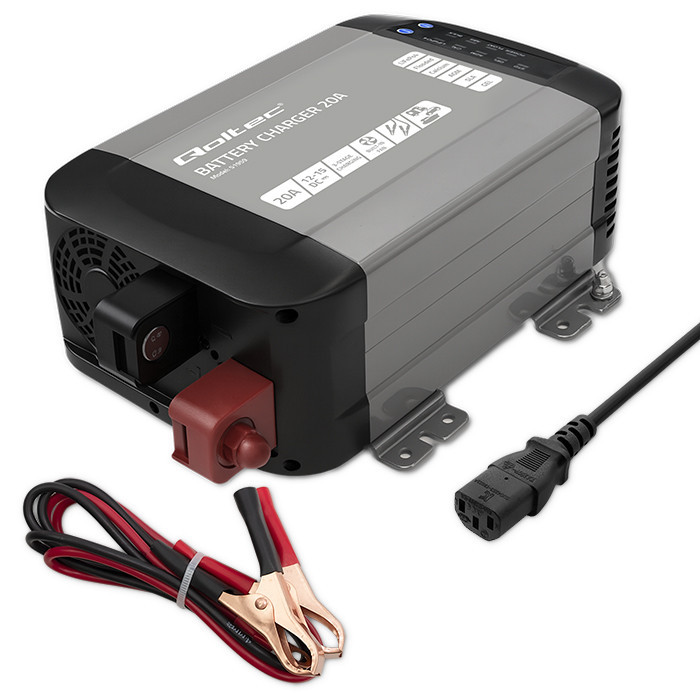 Qoltec Smart Monolith charger for LiFePO4 AGM GEL SLA batteries | 20A | 12V
