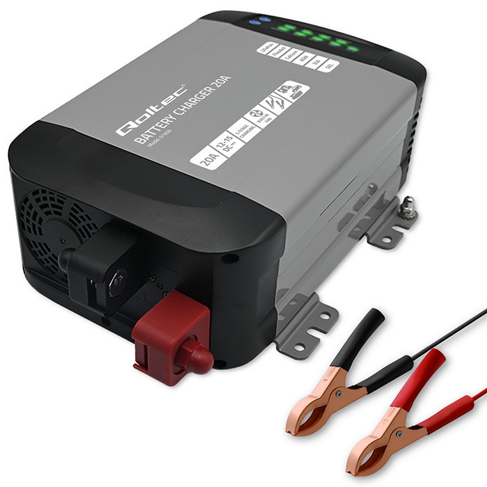Qoltec Smart Monolith charger for LiFePO4 AGM GEL SLA batteries | 20A | 12V