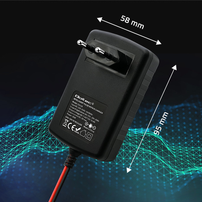 Qoltec Batterieladegerät mit Reparaturfunktion 52426 | 6V | 12V | 2A