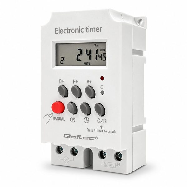 Qoltec DIN-Zeitschaltuhr PC0629 50629 | LCD