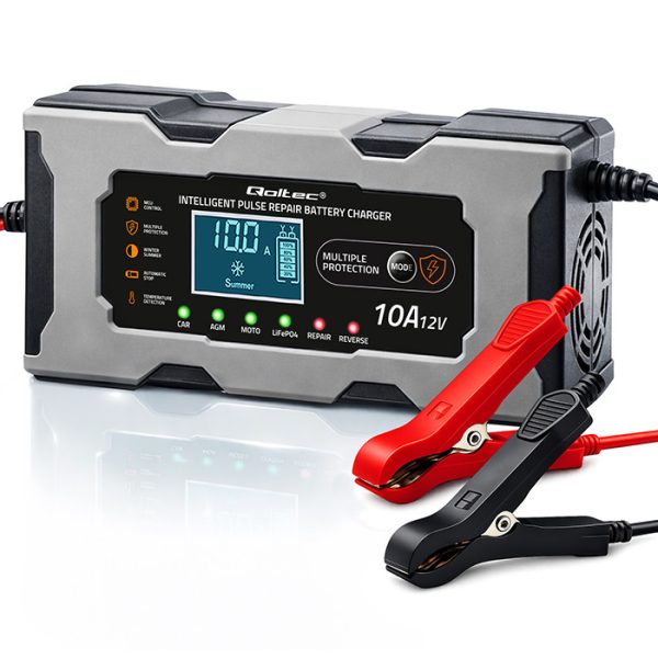 Qoltec Batterieladegerät mit Reparaturfunktion 52493 | 12V | 10A | LCD