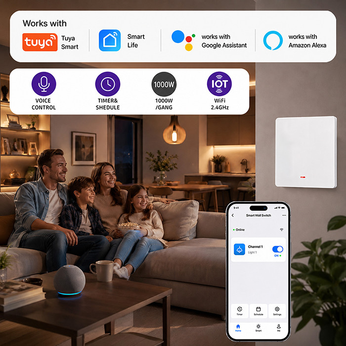 Qoltec WLAN-Lichtschalter 52719 | Weiß