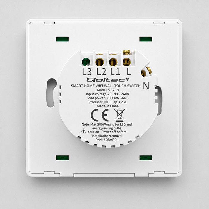 Qoltec WLAN-Lichtschalter 52719 | Weiß