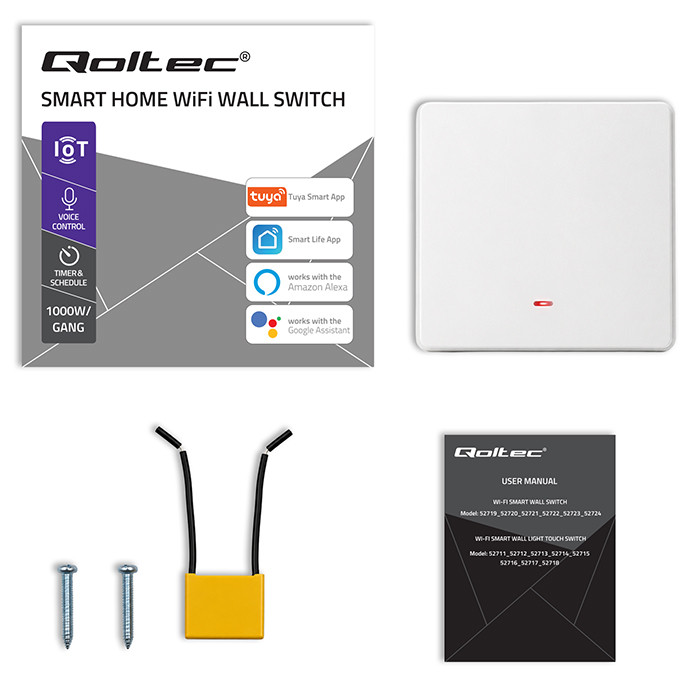 Qoltec WLAN-Lichtschalter 52719 | Weiß