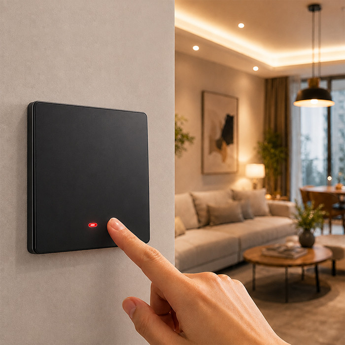 Qoltec WLAN-Lichtschalter 52722 | Schwarz