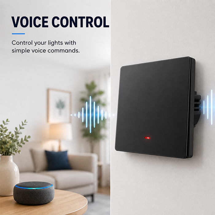 Qoltec WLAN-Lichtschalter 52722 | Schwarz