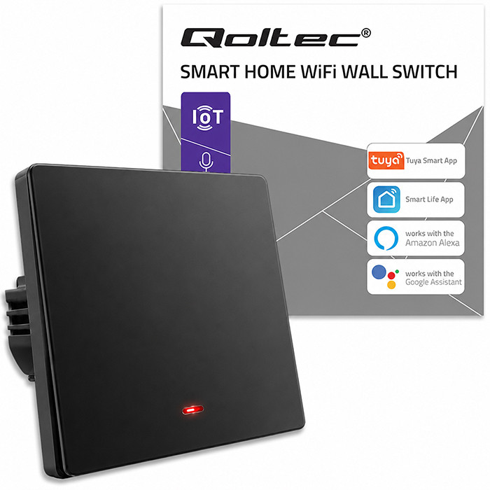 Qoltec WLAN-Lichtschalter 52722 | Schwarz