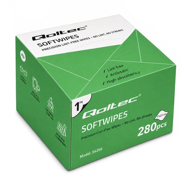 Qoltec Staubfreies Papier für Glasfasernetzwerk 280 Stk. | Glasfaser | Optik | Elektronik