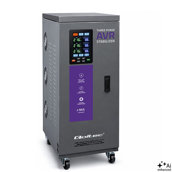 Qoltec Dreiphasiger AVR-Spannungsstabilisator Expert Line 51907 | 15kVA | LCD