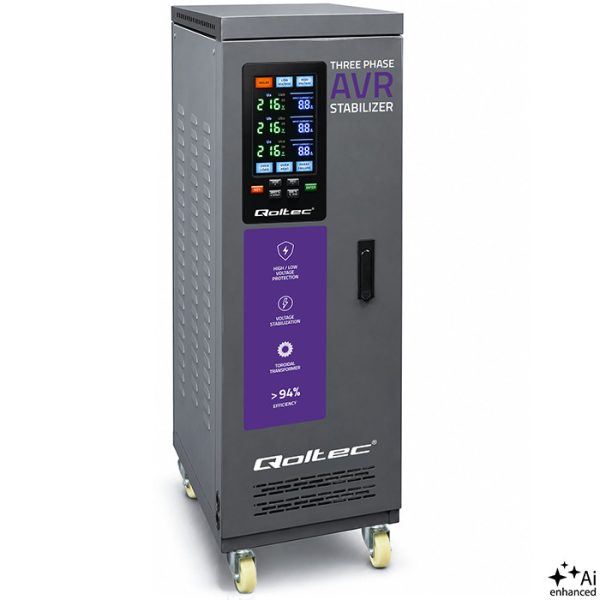 Qoltec Dreiphasiger AVR-Spannungsstabilisator Expert Line 51910 | 40kVA | LCD