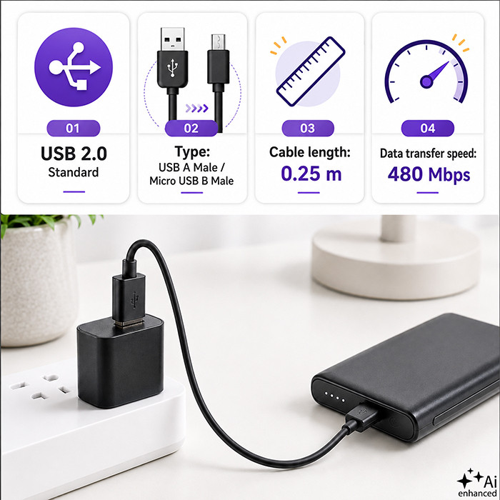 Qoltec USB-Kabel 50494 | 0.25m