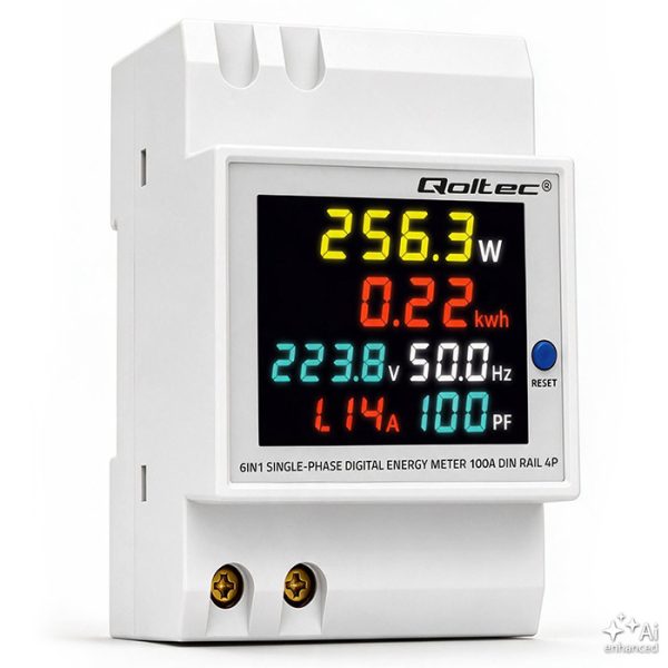 Qoltec DIN-Energiezähler 50977 | 230V | 100A | LCD | 3P