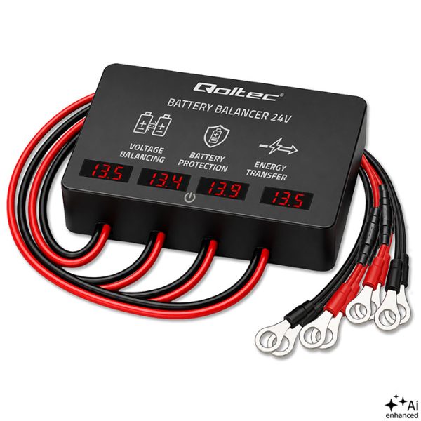 Qoltec Spannungsausgleicher für 48V-Batterien 4 x 12V | 10A | LiFePO4 AGM GEL | LED