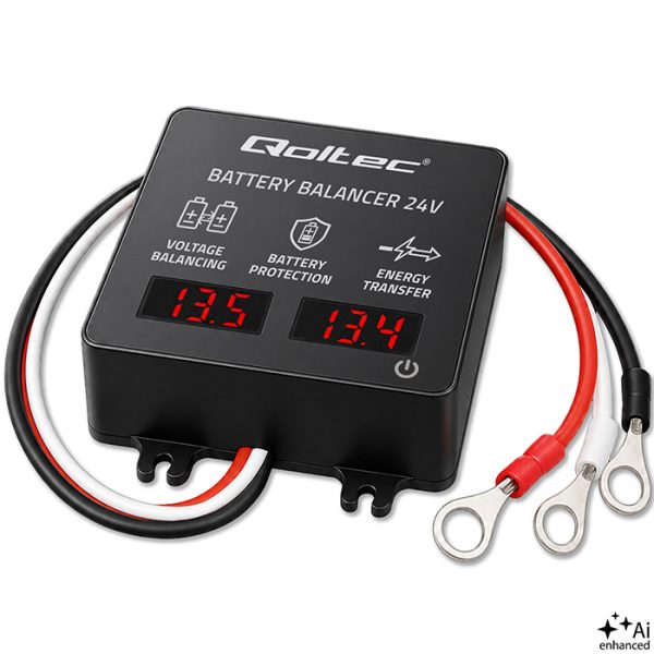 Qoltec Spannungsausgleicher für 24V-Batterien 2 x 12V | 5A | LiFePO4 AGM GEL | LED