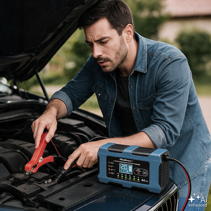 Qoltec Smart Battery Charger 12V 6A | Rectifier with repair function | MCU | Auto OFF | 9-stage charging | AGM, GEL, LiFePO4