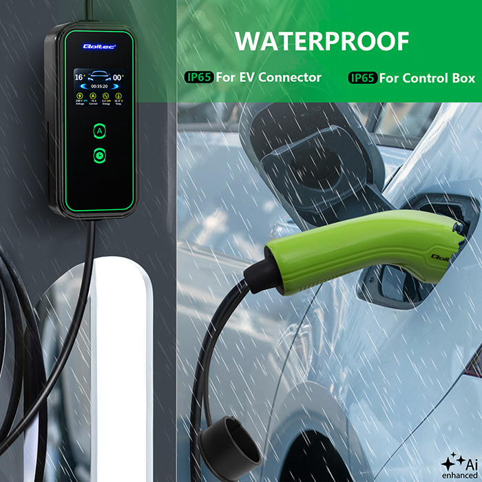 Qoltec Typ-2-EV-Ladegerät 52470 | 3.5kW | 230V | 16A | 5m | SCHUKO 16A | LCD
