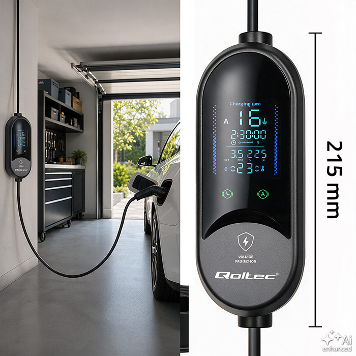 Qoltec Typ-2-EV-Ladegerät 53182 | 3.5kW | 230V | 16A | 5m | SCHUKO 16A