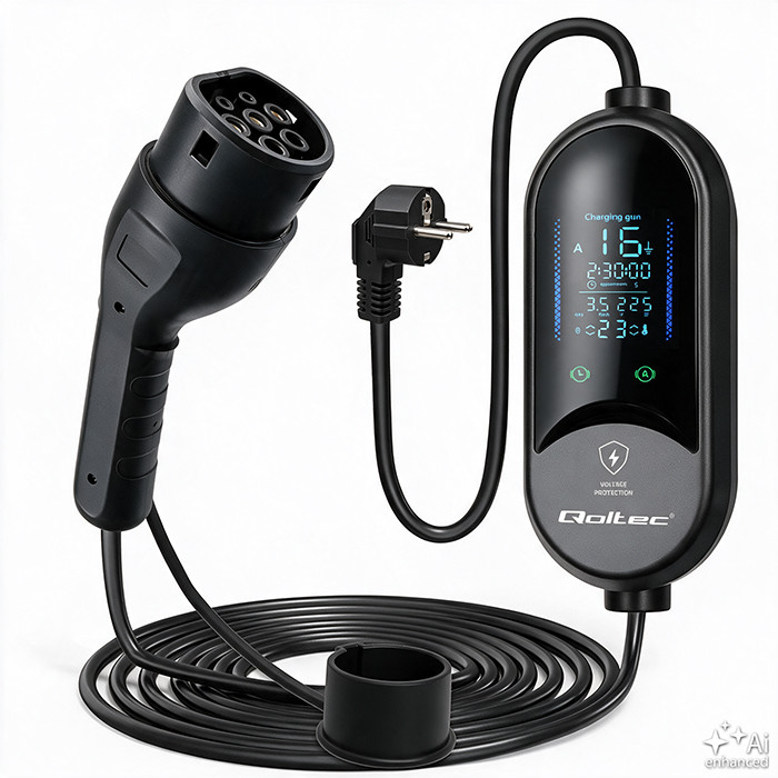 Qoltec Typ-2-EV-Ladegerät 53182 | 3.5kW | 230V | 16A | 5m | SCHUKO 16A