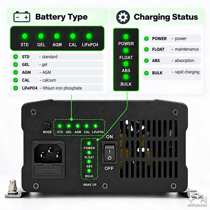 Qoltec Smart Monolith charger for LiFePO4 AGM GEL SLA batteries | 10A | 12V