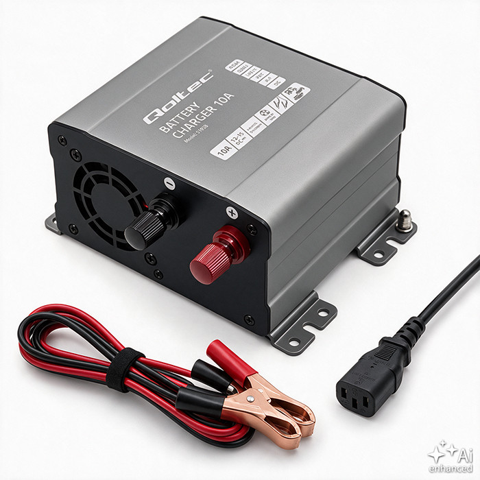 Qoltec Smart Monolith charger for LiFePO4 AGM GEL SLA batteries | 10A | 12V