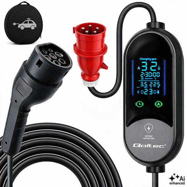 Qoltec Typ-2-EV-Ladegerät 53183 | 7kW | 230V | 32A | 5m