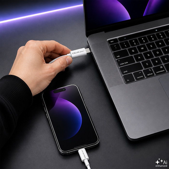 Qoltec USB-C-Kabel 52359 | 60W | 1m | Weiß
