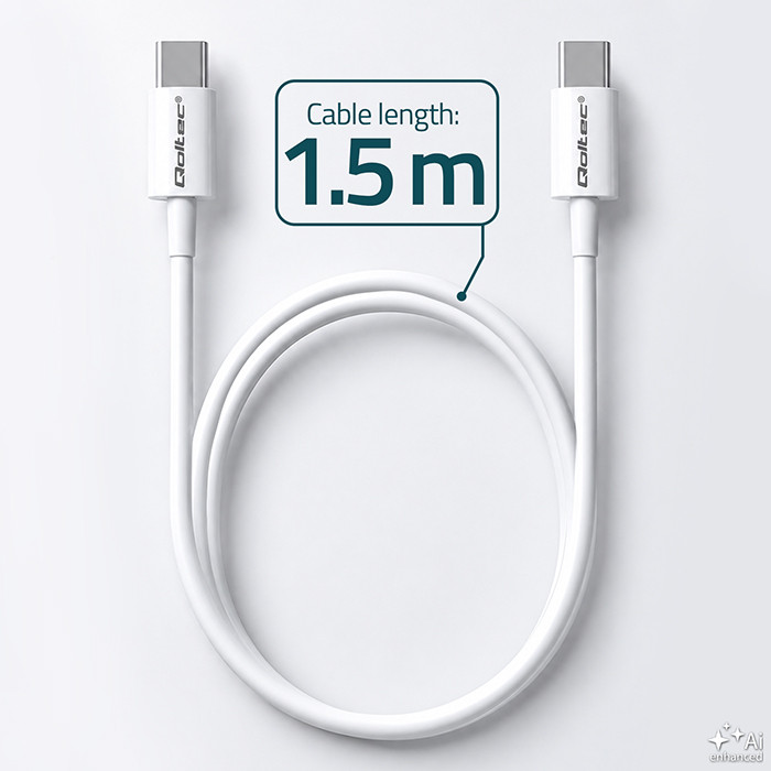 Qoltec USB-C-Kabel 52360 | 60W | 1.5m | Weiß