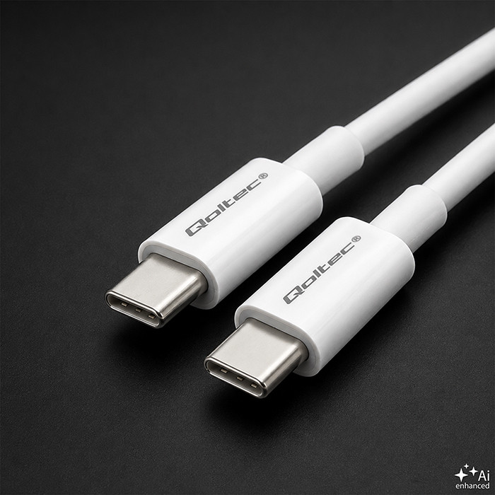 Qoltec USB-C-Kabel 52360 | 60W | 1.5m | Weiß