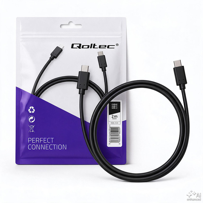 Qoltec USB-C-Kabel 52345 | 2m | Schwarz