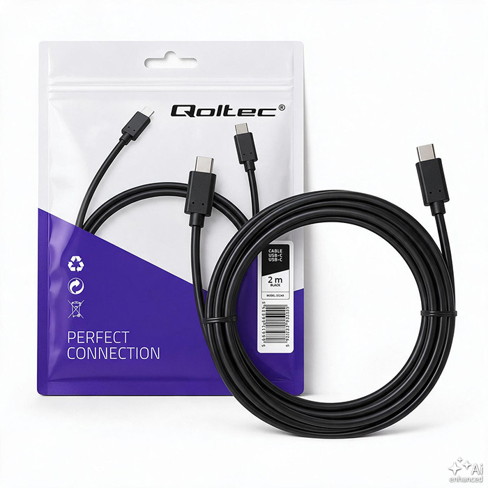 Qoltec USB-C-Kabel 52351 | 2m | Schwarz