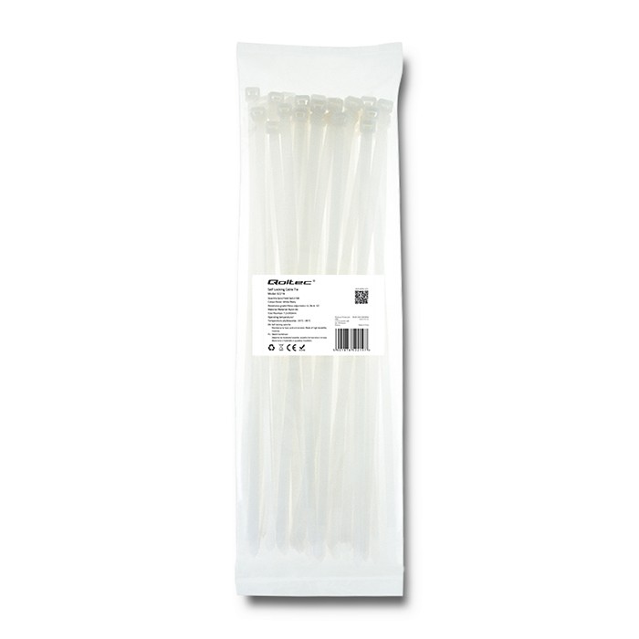Qoltec Kabelbinder 52219 | 350mm | 7.2*350mm | 50 Stück. | Weiß